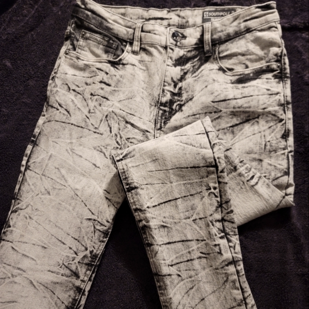Men's Southpole skinny jeans 32x32 black acid washed